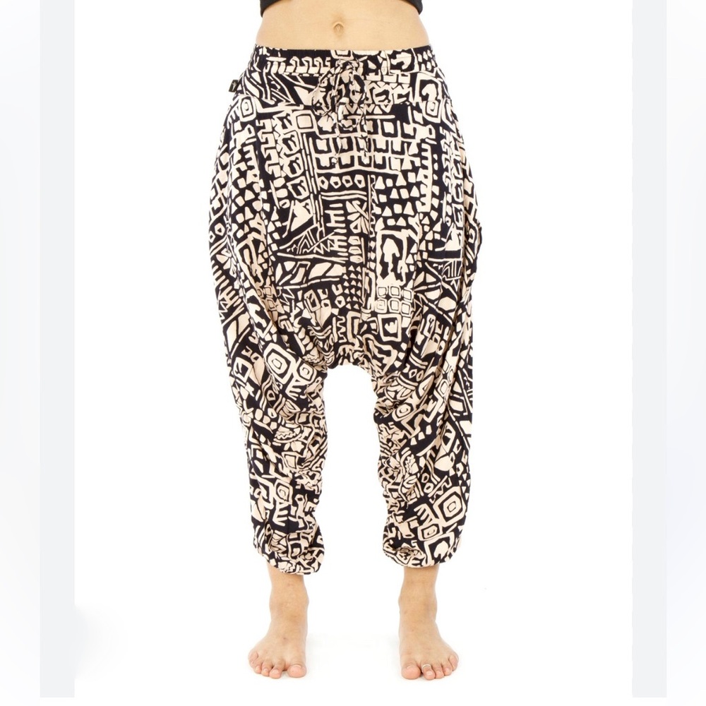 Buddha Pants Aztec Harem Beige/Black
